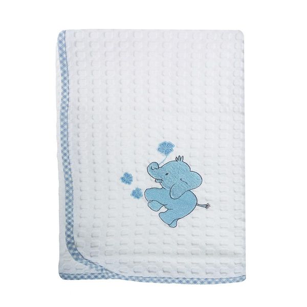 DIMcol ΚΟΥΒΕΡΤΑ ΠΙΚΕ ΒΡΕΦ Cotton 100% 100Χ160 ΕΛΕΦΑΝΤΑΚΙΑ 113 ΛΕΥΚΟ/ΣΙΕΛ