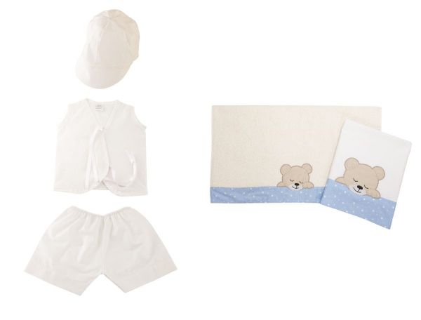 DIMcol ΛΑΔΟΠΑΝΟ ΣΕΤ 5 τεμ ΒΡΕΦ Cotton 100%  SLEEPING BEARS CUB 11 ΛΕΥΚΟ/ΣΙΕΛ
