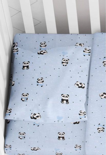 DIMcol ΜΑΞΙΛΑΡΟΘΗΚΗ ΕΜΠΡΙΜΕ ΒΡΕΦ Cotton 100% 35Χ45 PANDA 110 Sky blue