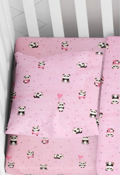 DIMcol ΜΑΞΙΛΑΡΟΘΗΚΗ ΕΜΠΡΙΜΕ ΒΡΕΦ Cotton 100% 35Χ45 PANDA 111 Pink