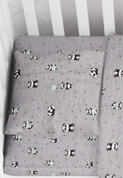 DIMcol ΜΑΞΙΛΑΡΟΘΗΚΗ ΕΜΠΡΙΜΕ ΒΡΕΦ Cotton 100% 35Χ45 PANDA 112 Grey-Green