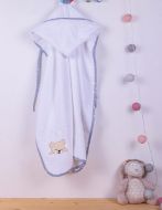 DIMcol ΚΑΠΑ ΒΡΕΦ Cotton 100% 75X85 SLEEPING BEARS CUB 10 ΛΕΥΚΟ/ΓΚΡΙ