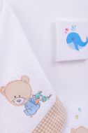 DIMcol ΠΕΤΣΕΤΑ ΣΕΤ 2 τεμ ΒΡΕΦ Cotton 100% 30X50,70X140 HAPPY BEARS 21 ΛΕΥΚΟ/ΜΠΕΖ