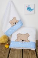 DIMcol ΠΕΤΣΕΤΑ ΣΕΤ 2 τεμ ΒΡΕΦ Cotton 100% 30X50,70X140 SLEEPING BEARS CUB 11 ΛΕΥΚΟ/ΣΙΕΛ