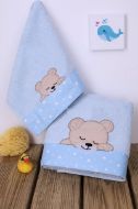 DIMcol ΠΕΤΣΕΤΑ ΣΕΤ 2 τεμ ΒΡΕΦ Cotton 100% 30X50,70X140 SLEEPING BEARS CUB 13 ΣΙΕΛ