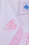 DIMcol ΠΕΤΣΕΤΑ ΣΕΤ 2 τεμ ΒΡΕΦ Cotton 100% 30X50,70X140 ΕΛΕΦΑΝΤΑΚΙ 47 ΛΕΥΚΟ/ΡΟΖ