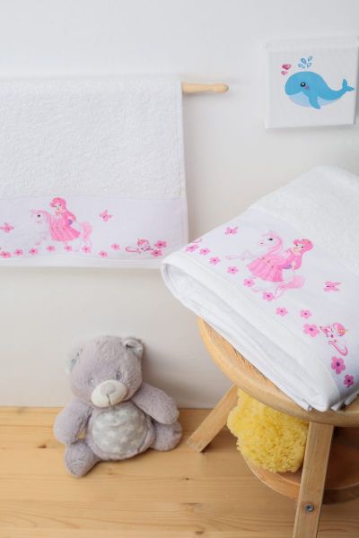 DIMcol ΠΕΤΣΕΤΑ ΜΕ ΨΗΦΙΑΚΗ ΕΚΤΥΠΩΣΗ ΣΕΤ 2 τεμ ΒΡΕΦ Cotton 100% 30X50,70X140 Unicorn Princess 76 ΛΕΥΚΟ