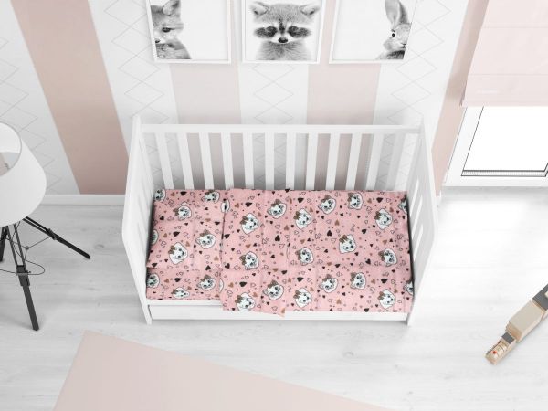 DIMcol ΣΕΝΤΟΝΙΑ ΕΜΠΡΙΜΕ ΣΕΤ 3 τεμ ΒΡΕΦ Flannel Cotton 100% 120Χ160 Puppy-Kitten 18 Pink