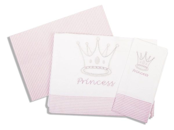 DIMcol ΣΕΝΤΟΝΙΑ ΣΕΤ 3 τεμ ΒΡΕΦ Cotton 100% 120Χ170 PRINCESS 33 ΛΕΥΚΟ/ΡΟΖ