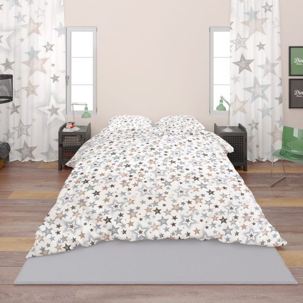 DIMcol ΠΑΠΛΩΜΑ ΕΜΠΡΙΜΕ ΕΝΗΛ Cotton 100% 160Χ240 Star 119 Grey-Beige