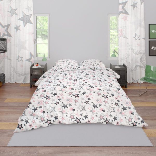 DIMcol ΠΑΠΛΩΜΑΤΟΘΗΚΗ ΕΜΠΡΙΜΕ ΕΝΗΛ Cotton 100% 160Χ240 Star 122 Grey-Pink