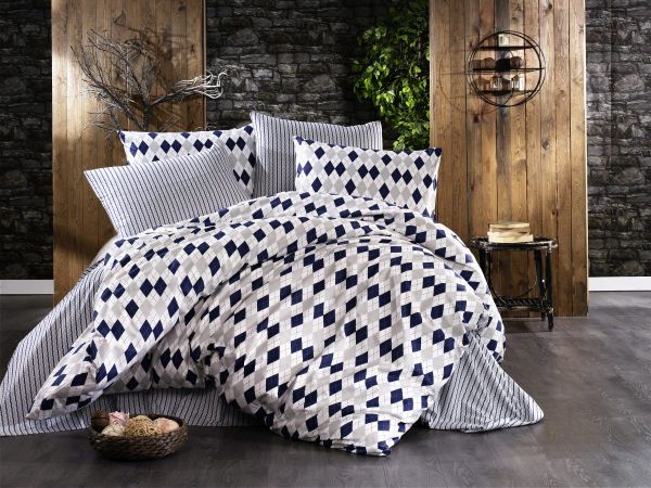 DIMcol ΣΕΝΤΟΝΙΑ ΕΜΠΡΙΜΕ ΣΕΤ 3 τεμ ΕΝΗΛ Flannel Cotton 100% 160Χ240 Diamond 325 Blue-Black