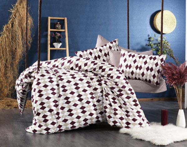 DIMcol ΣΕΝΤΟΝΙΑ ΕΜΠΡΙΜΕ ΣΕΤ 3 τεμ ΕΝΗΛ Flannel Cotton 100% 160Χ240 Diamond 326 Burgundy