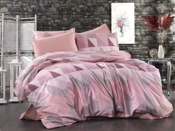 DIMcol ΣΕΝΤΟΝΙΑ ΕΜΠΡΙΜΕ ΣΕΤ 3 τεμ ΕΝΗΛ Flannel Cotton 100% 220Χ240 Geometrical 331 Pink-Salmon