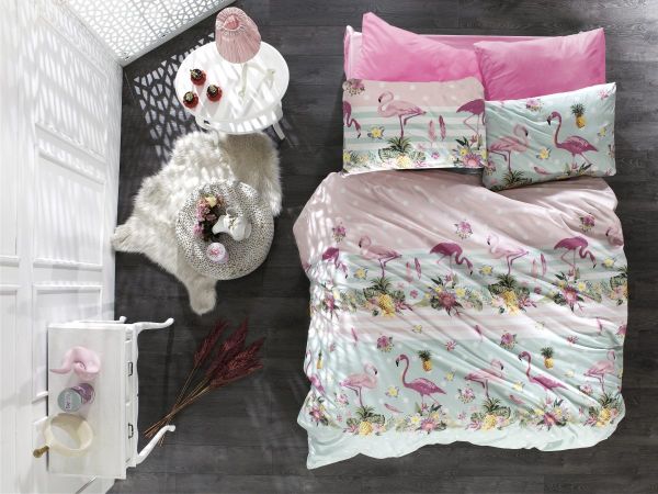 DIMcol ΣΕΝΤΟΝΙΑ ΕΜΠΡΙΜΕ ΣΕΤ 4 τεμ ΕΝΗΛ Flannel Cotton 100% 220Χ240 Flamingo 294 Pink-Green