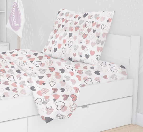 DIMcol ΜΑΞΙΛΑΡΟΘΗΚΗ ΕΜΠΡΙΜΕ ΠΑΙΔ Cotton 100% 50Χ70 Hearts 09 Coral