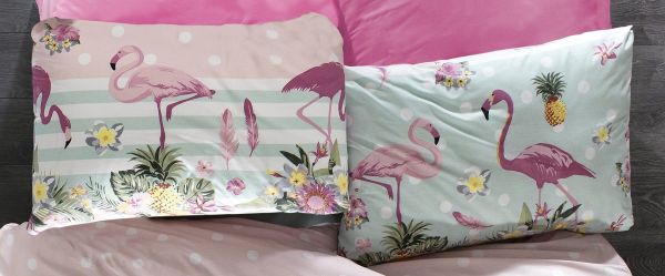 DIMcol ΜΑΞΙΛΑΡΟΘΗΚΗ ΕΜΠΡΙΜΕ ΠΑΙΔ Flannel Cotton 100% 50Χ70 Flamingo 294 Pink-Green