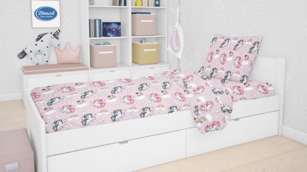 DIMcol ΠΑΠΛΩΜΑ ΕΜΠΡΙΜΕ ΠΑΙΔ Cotton 100% 160Χ240 UNICORN 107 Lila