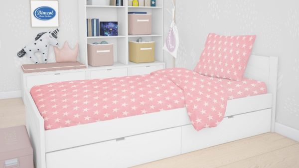 DIMcol ΠΑΠΛΩΜΑΤΟΘΗΚΗ ΕΜΠΡΙΜΕ ΠΑΙΔ Cotton 100% 160Χ240 Star 32 ΡΟΖ