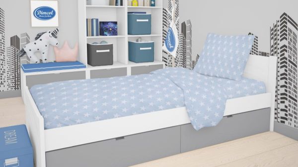 DIMcol ΠΑΠΛΩΜΑΤΟΘΗΚΗ ΕΜΠΡΙΜΕ ΠΑΙΔ Cotton 100% 160Χ240 Star 33 ΣΙΕΛ