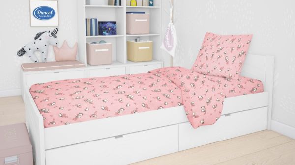 DIMcol ΠΑΠΛΩΜΑΤΟΘΗΚΗ ΕΜΠΡΙΜΕ ΠΑΙΔ Flannel Cotton 100% 160Χ240 Birds 15 Pink