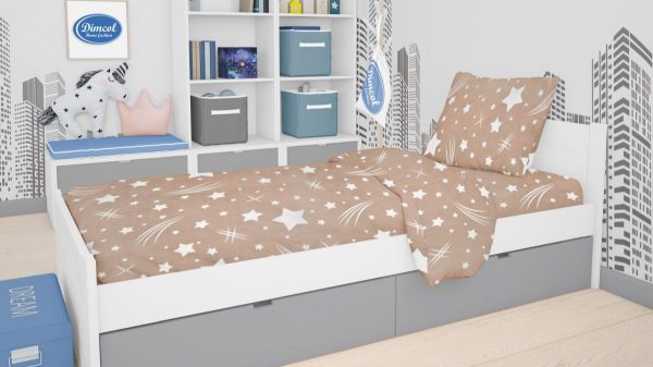 DIMcol ΠΑΠΛΩΜΑΤΟΘΗΚΗ ΕΜΠΡΙΜΕ ΠΑΙΔ Flannel Cotton 100% 160Χ240 Star 36 Beige