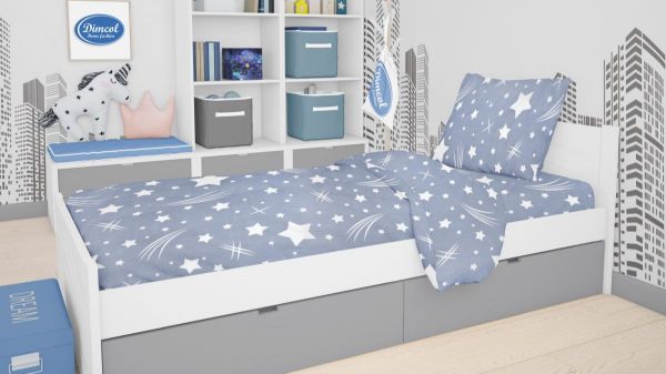 DIMcol ΠΑΠΛΩΜΑΤΟΘΗΚΗ ΕΜΠΡΙΜΕ ΠΑΙΔ Flannel Cotton 100% 160Χ240 Star 37 Blue