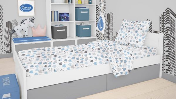 DIMcol ΣΕΝΤΟΝΙΑ ΕΜΠΡΙΜΕ ΣΕΤ 2 τεμ ΠΑΙΔ Cotton 100% 160Χ240 Hearts 08 Blue