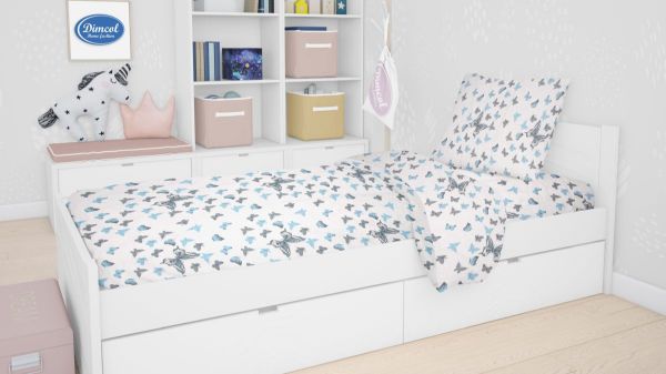 DIMcol ΣΕΝΤΟΝΙΑ ΕΜΠΡΙΜΕ ΣΕΤ 3 τεμ ΠΑΙΔ Cotton 100% 160Χ240 Butterfly 56 Sky blue