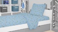 DIMcol ΣΕΝΤΟΝΙΑ ΕΜΠΡΙΜΕ ΣΕΤ 3 τεμ ΠΑΙΔ Flannel Cotton 100% 160Χ240 Birds 14 Sky blue