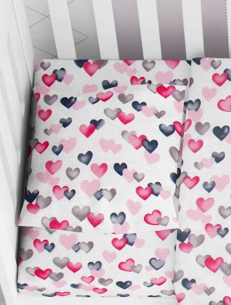 DIMcol ΜΑΞΙΛΑΡΟΘΗΚΗ ΕΜΠΡΙΜΕ ΒΡΕΦ Cotton 100% 35Χ45 Hearts 12 Grey-Pink