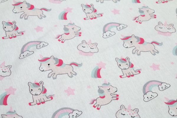 DIMcol ΠΑΝΑ ΧΑΣΕΣ ΒΡΕΦ Cotton 100% 80X80 Unicorn 108 White-Pink