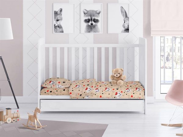 ΣΕΝΤΟΝΙΑ ΕΜΠΡΙΜΕ ΣΕΤ 3 τεμ bebe Puppy-Kitten 17 120Χ160 Beige Flannel Cotton 100%