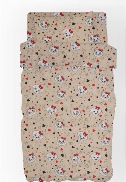 ΣΕΝΤΟΝΙΑ ΕΜΠΡΙΜΕ ΣΕΤ 3 τεμ kids Puppy-Kitten 17 160Χ240 Beige Flannel Cotton 100%