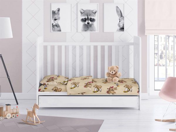 ΚΑΤΩΣΕΝΤΟΝΟ ΜΕ ΛΑΣΤΙΧΟ bebe Little Brothers 149 0,70X1,40X0,15 Beige Flannel Cotton 100%