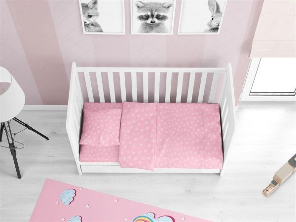 ΚΑΤΩΣΕΝΤΟΝΟ ΜΕ ΛΑΣΤΙΧΟ bebe PRINCESS 47 0,70X1,40X0,15 Pink Cotton 100%