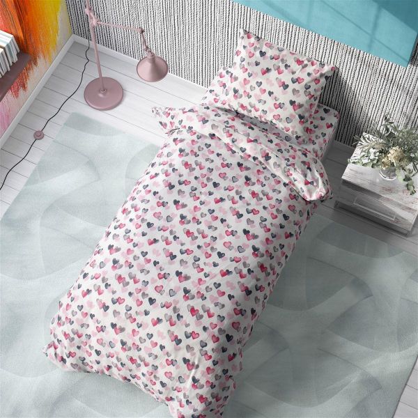 ΣΕΝΤΟΝΙΑ ΕΜΠΡΙΜΕ ΣΕΤ 3 τεμ kids Hearts 12 160Χ240 Grey-Pink Cotton 100%