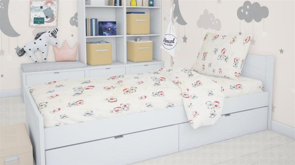 Εικόνα της ΣΕΝΤΟΝΙΑ ΕΜΠΡΙΜΕ ΣΕΤ 3 τεμ kids Two Lovely Bears 67 160Χ240 Ecru Cotton 100%