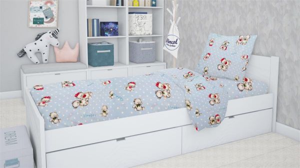 Εικόνα της ΣΕΝΤΟΝΙΑ ΕΜΠΡΙΜΕ ΣΕΤ 3 τεμ kids Two Lovely Bears 64 160Χ240 Blue Cotton 100%