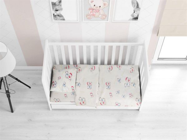 ΚΑΤΩΣΕΝΤΟΝΟ ΜΕ ΛΑΣΤΙΧΟ bebe Two Lovely Bears 67 0,70X1,40X0,15 Ecru Cotton 100%