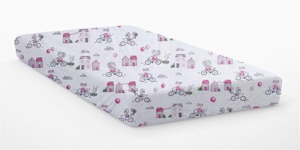 ΚΑΤΩΣΕΝΤΟΝΟ ΜΕ ΛΑΣΤΙΧΟ bebe Bicycle 416 0,70X1,40X0,15 White-Bordeaux Cotton 100%