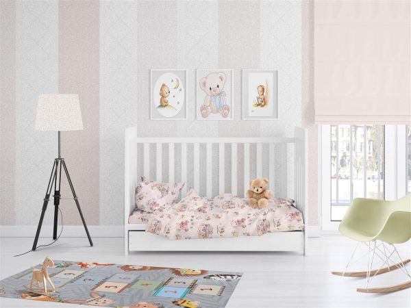 ΠΑΠΛΩΜΑ ΕΜΠΡΙΜΕ bebe Pretty Bear 95 120Χ160 Ecru Cotton 100%