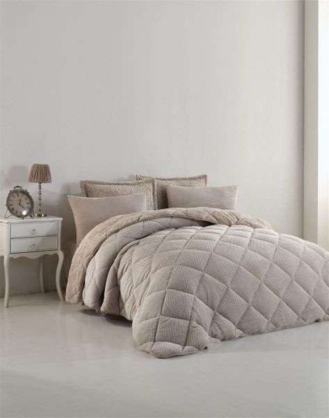 ΚΟΥΒΕΡΤΟΠΑΠΛΩΜΑ Γούνα-Sherpa 750 gsm 1860 Beige B01 220X240 Polyester