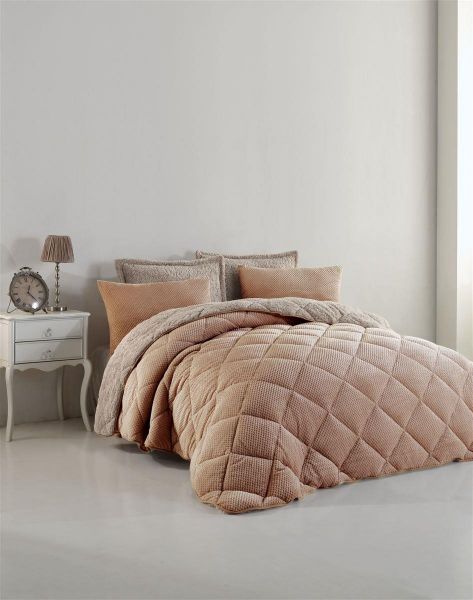 ΚΟΥΒΕΡΤΟΠΑΠΛΩΜΑ Γούνα-Sherpa 750 gsm 1860 Caramel B17 160X220 Polyester