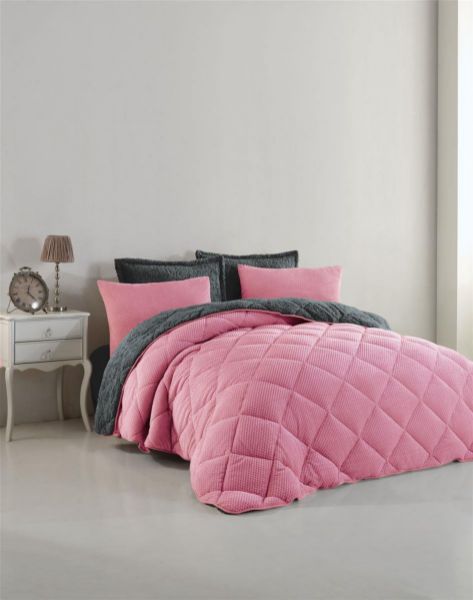 ΚΟΥΒΕΡΤΟΠΑΠΛΩΜΑ Γούνα-Sherpa 750 gsm 1860 Pink B12 160X220 Polyester