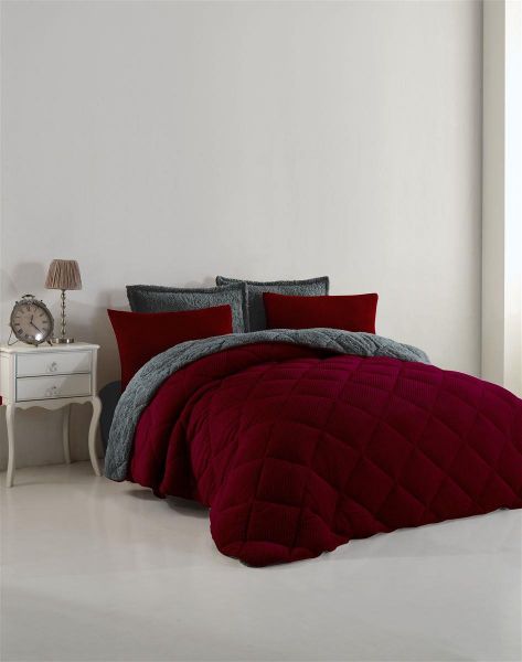 ΚΟΥΒΕΡΤΟΠΑΠΛΩΜΑ Γούνα-Sherpa 750 gsm 1860 Bordeaux B08 160X220 Polyester