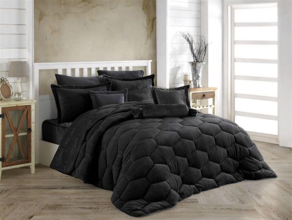 ΚΟΥΒΕΡΤΟΠΑΠΛΩΜΑ Γούνα-Fleece 680 gsm 1910 Black H16 220X240 Polyester