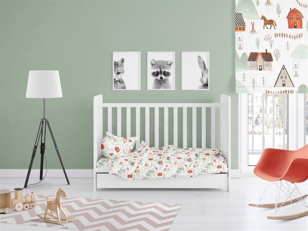 ΚΑΤΩΣΕΝΤΟΝΟ ΜΕ ΛΑΣΤΙΧΟ bebe Country 181 0,70X1,40X0,15 White-Green Cotton 100%