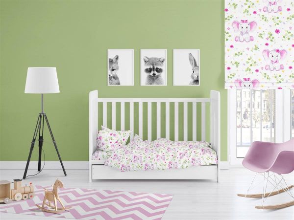 ΚΑΤΩΣΕΝΤΟΝΟ ΜΕ ΛΑΣΤΙΧΟ bebe Elephant 173 0,70X1,40X0,15 White-Pink Cotton 100%