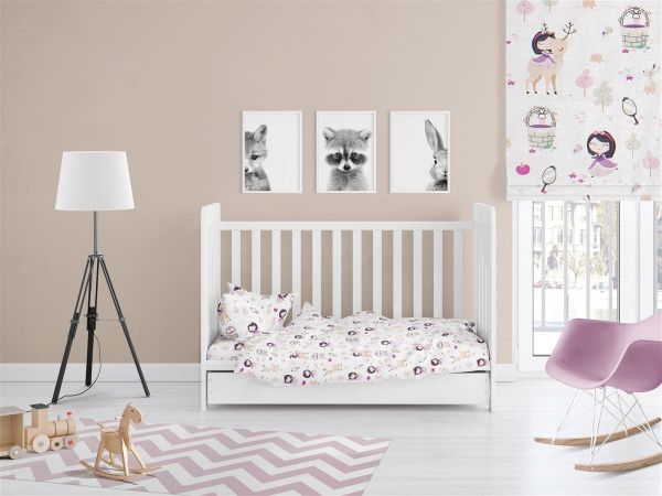 ΚΑΤΩΣΕΝΤΟΝΟ ΜΕ ΛΑΣΤΙΧΟ bebe Lily & Deer 179 0,70X1,40X0,15 White-Pink Cotton 100%